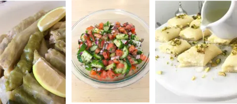 Stuffed Cabbage, Mediterranean salad  and sweet cheese and semolina roll.