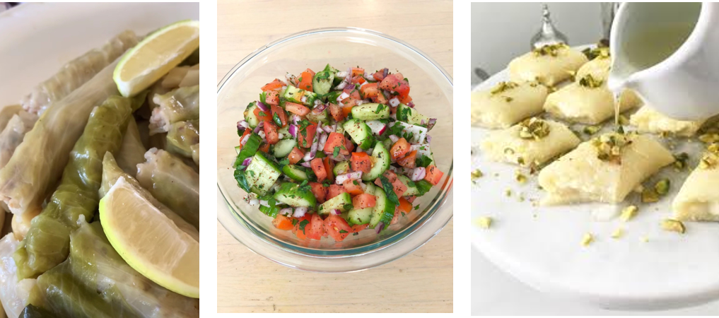 Stuffed Cabbage, Mediterranean salad and sweet cheese and semolina roll.